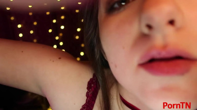 AftynRose ASMR - Christmas Red Lingerie - Before bed kisses and licks
